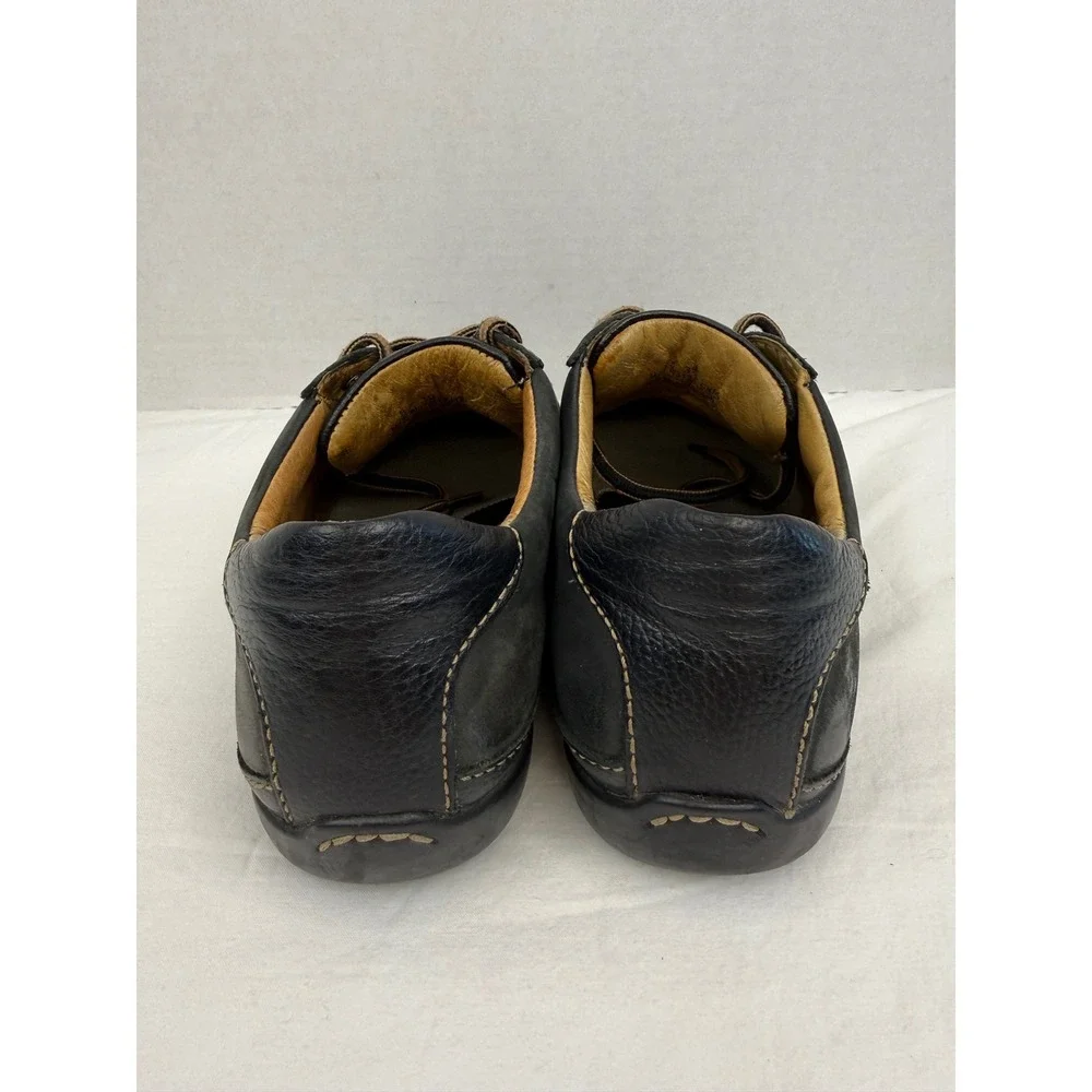 Born‎ Black Grey Leather Suede Low Top Lace Up Casual Ballet Sneakers Sz 8 / 39